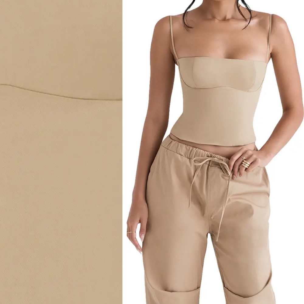 House of CB Audette Structured Cotton Twill Corset Top